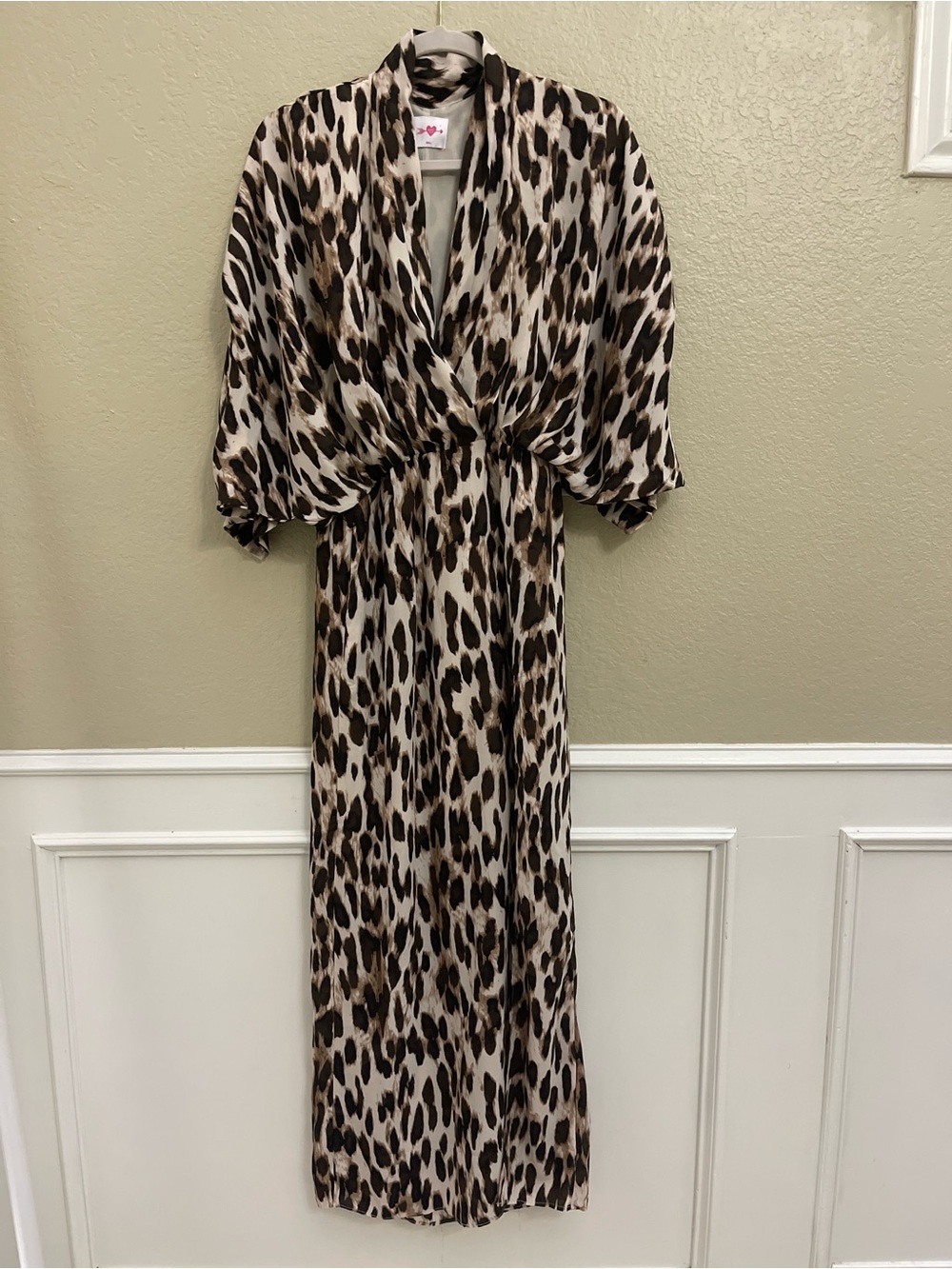 BuddyLove Jude Leopard Print Kimono Sleeve Maxi Dress Size Small Excellent 195
